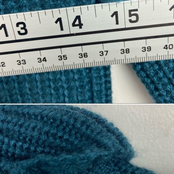 Revolve Lovers Friends Teal Blue Wool Chunky Knit Luna Sweater Boho Size XS Sexy - Picture 6 of 6